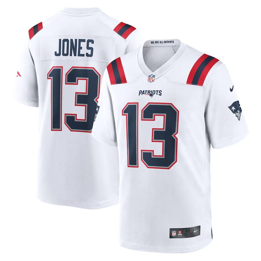 Men New England Patriots 13 Jack Jones Nike White Game Player NFL Jersey